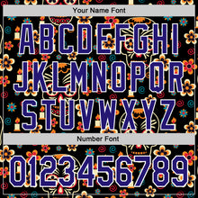 Charger l'image dans la galerie, Custom Black Dark Purple-White Sugar Skull Day of the Dead Mexican Folk Art Authentic Baseball Jersey