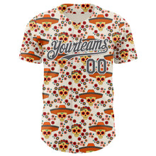 Load image into Gallery viewer, Custom Cream Steel Gray-White Sugar Skull Day of the Dead Mexican Folk Art Authentic Baseball Jersey
