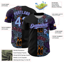 Charger l'image dans la galerie, Custom Black Light Blue-Purple Bowling Doodle Split Authentic Baseball Jersey