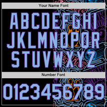 Charger l'image dans la galerie, Custom Black Light Blue-Purple Bowling Doodle Split Authentic Baseball Jersey