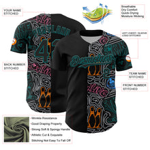Charger l'image dans la galerie, Custom Black Teal-Gray Bowling Doodle Split Authentic Baseball Jersey