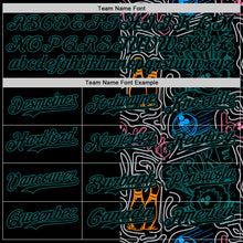 Charger l'image dans la galerie, Custom Black Teal-Gray Bowling Doodle Split Authentic Baseball Jersey