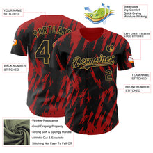 Charger l'image dans la galerie, Custom Black Old Gold-Red 3D Pattern Design Splatter Torn Sharp Brush Stroke Authentic Baseball Jersey