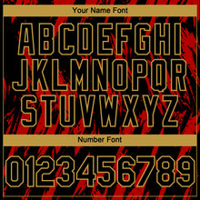 Charger l'image dans la galerie, Custom Black Old Gold-Red 3D Pattern Design Splatter Torn Sharp Brush Stroke Authentic Baseball Jersey