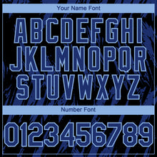 Load image into Gallery viewer, Custom Black Royal-Light Blue 3D Pattern Design Splatter Torn Sharp Brush Stroke Authentic Baseball Jersey