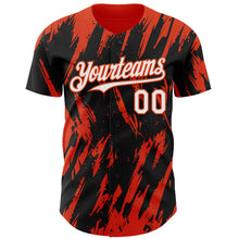 Laden Sie das Bild in den Galerie-Viewer, Custom Black White-Orange 3D Pattern Design Splatter Torn Sharp Brush Stroke Authentic Baseball Jersey