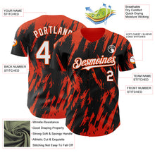 Laden Sie das Bild in den Galerie-Viewer, Custom Black White-Orange 3D Pattern Design Splatter Torn Sharp Brush Stroke Authentic Baseball Jersey