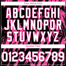 Laden Sie das Bild in den Galerie-Viewer, Custom Black White-Pink 3D Pattern Design Splatter Torn Sharp Brush Stroke Authentic Baseball Jersey