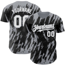 Laden Sie das Bild in den Galerie-Viewer, Custom Black White-Gray 3D Pattern Design Splatter Torn Sharp Brush Stroke Authentic Baseball Jersey