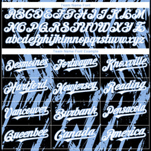 Load image into Gallery viewer, Custom Black White-Light Blue 3D Pattern Design Splatter Torn Sharp Brush Stroke Authentic Baseball Jersey