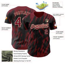 Load image into Gallery viewer, Custom Black Crimson-Cream 3D Pattern Design Splatter Torn Sharp Brush Stroke Authentic Baseball Jersey