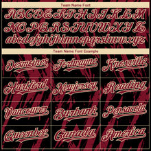 Load image into Gallery viewer, Custom Black Crimson-Cream 3D Pattern Design Splatter Torn Sharp Brush Stroke Authentic Baseball Jersey