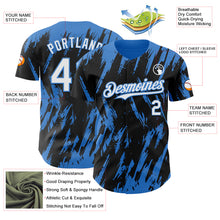 Load image into Gallery viewer, Custom Black White-Powder Blue 3D Pattern Design Splatter Torn Sharp Brush Stroke Authentic Baseball Jersey
