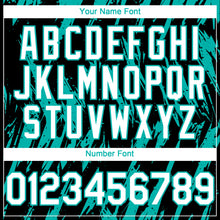 Load image into Gallery viewer, Custom Black White-Aqua 3D Pattern Design Splatter Torn Sharp Brush Stroke Authentic Baseball Jersey