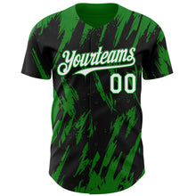 Load image into Gallery viewer, Custom Black White-Grass Green 3D Pattern Design Splatter Torn Sharp Brush Stroke Authentic Baseball Jersey