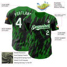 Load image into Gallery viewer, Custom Black White-Grass Green 3D Pattern Design Splatter Torn Sharp Brush Stroke Authentic Baseball Jersey