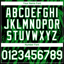Load image into Gallery viewer, Custom Black White-Grass Green 3D Pattern Design Splatter Torn Sharp Brush Stroke Authentic Baseball Jersey