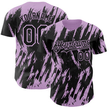 Laden Sie das Bild in den Galerie-Viewer, Custom Black Light Purple 3D Pattern Design Splatter Torn Sharp Brush Stroke Authentic Baseball Jersey