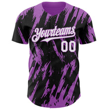 Load image into Gallery viewer, Custom Black White-Medium Purple 3D Pattern Design Splatter Torn Sharp Brush Stroke Authentic Baseball Jersey