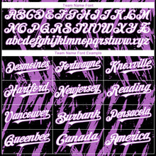 Load image into Gallery viewer, Custom Black White-Medium Purple 3D Pattern Design Splatter Torn Sharp Brush Stroke Authentic Baseball Jersey