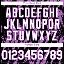 Load image into Gallery viewer, Custom Black White-Medium Purple 3D Pattern Design Splatter Torn Sharp Brush Stroke Authentic Baseball Jersey