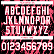 Load image into Gallery viewer, Custom Black White-Neon Pink 3D Pattern Design Splatter Torn Sharp Brush Stroke Authentic Baseball Jersey
