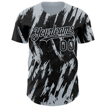 Charger l'image dans la galerie, Custom Black Silver 3D Pattern Design Splatter Torn Sharp Brush Stroke Authentic Baseball Jersey