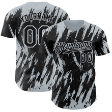 Charger l'image dans la galerie, Custom Black Silver 3D Pattern Design Splatter Torn Sharp Brush Stroke Authentic Baseball Jersey