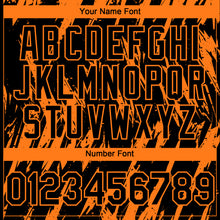 Load image into Gallery viewer, Custom Black Bay Orange 3D Pattern Design Splatter Torn Sharp Brush Stroke Authentic Baseball Jersey