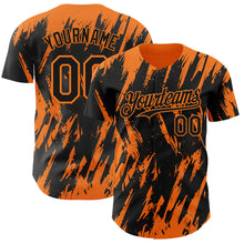 Load image into Gallery viewer, Custom Black Bay Orange 3D Pattern Design Splatter Torn Sharp Brush Stroke Authentic Baseball Jersey