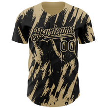 Laden Sie das Bild in den Galerie-Viewer, Custom Black Vegas Gold 3D Pattern Design Splatter Torn Sharp Brush Stroke Authentic Baseball Jersey