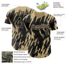 Laden Sie das Bild in den Galerie-Viewer, Custom Black Vegas Gold 3D Pattern Design Splatter Torn Sharp Brush Stroke Authentic Baseball Jersey