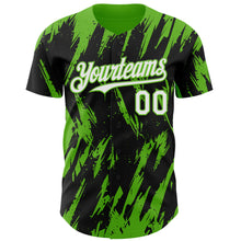 Load image into Gallery viewer, Custom Black White-Aurora Green 3D Pattern Design Splatter Torn Sharp Brush Stroke Authentic Baseball Jersey