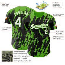 Load image into Gallery viewer, Custom Black White-Aurora Green 3D Pattern Design Splatter Torn Sharp Brush Stroke Authentic Baseball Jersey