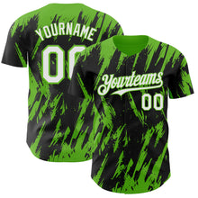 Load image into Gallery viewer, Custom Black White-Aurora Green 3D Pattern Design Splatter Torn Sharp Brush Stroke Authentic Baseball Jersey