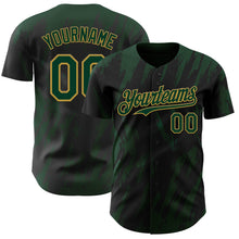 Charger l'image dans la galerie, Custom Black Green-Old Gold 3D Pattern Design Splatter Torn Sharp Brush Stroke Authentic Baseball Jersey