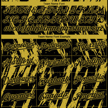 Load image into Gallery viewer, Custom Black Old Gold 3D Pattern Design Splatter Torn Sharp Brush Stroke Authentic Baseball Jersey