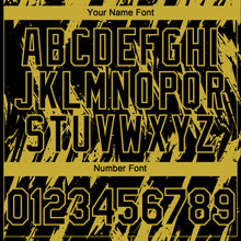 Load image into Gallery viewer, Custom Black Old Gold 3D Pattern Design Splatter Torn Sharp Brush Stroke Authentic Baseball Jersey