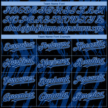 Load image into Gallery viewer, Custom Black US Navy Blue-Light Blue 3D Pattern Design Splatter Torn Sharp Brush Stroke Authentic Baseball Jersey