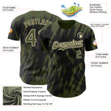Load image into Gallery viewer, Custom Black Olive-Cream 3D Pattern Design Splatter Torn Sharp Brush Stroke Authentic Baseball Jersey