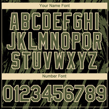 Load image into Gallery viewer, Custom Black Olive-Cream 3D Pattern Design Splatter Torn Sharp Brush Stroke Authentic Baseball Jersey