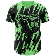 Laden Sie das Bild in den Galerie-Viewer, Custom Black Pea Green 3D Pattern Design Splatter Torn Sharp Brush Stroke Authentic Baseball Jersey