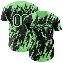 Laden Sie das Bild in den Galerie-Viewer, Custom Black Pea Green 3D Pattern Design Splatter Torn Sharp Brush Stroke Authentic Baseball Jersey