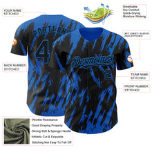 Load image into Gallery viewer, Custom Black Blue 3D Pattern Design Splatter Torn Sharp Brush Stroke Authentic Baseball Jersey