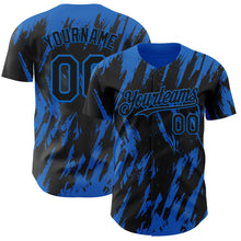 Load image into Gallery viewer, Custom Black Blue 3D Pattern Design Splatter Torn Sharp Brush Stroke Authentic Baseball Jersey