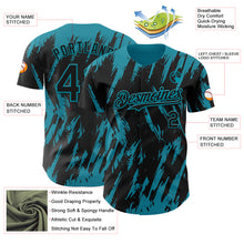 Load image into Gallery viewer, Custom Black Teal 3D Pattern Design Splatter Torn Sharp Brush Stroke Authentic Baseball Jersey