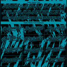 Load image into Gallery viewer, Custom Black Teal 3D Pattern Design Splatter Torn Sharp Brush Stroke Authentic Baseball Jersey