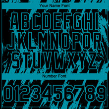 Load image into Gallery viewer, Custom Black Teal 3D Pattern Design Splatter Torn Sharp Brush Stroke Authentic Baseball Jersey