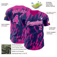 Load image into Gallery viewer, Custom Royal Deep Pink-White 3D Pattern Design Splatter Torn Sharp Brush Stroke Authentic Baseball Jersey
