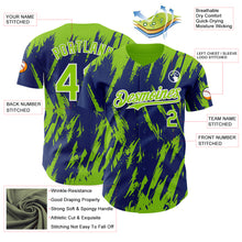 Загрузить изображение в средство просмотра галереи, Custom Royal Neon Green-White 3D Pattern Design Splatter Torn Sharp Brush Stroke Authentic Baseball Jersey